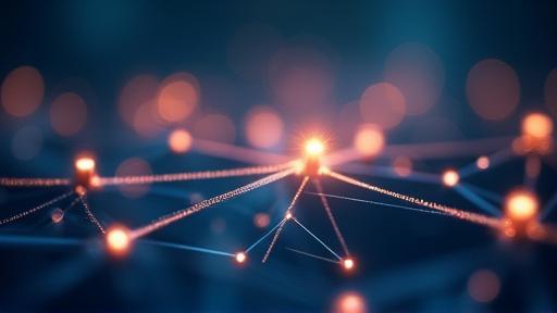 Abstract image representing knowledge sharing and professional growth with connected nodes